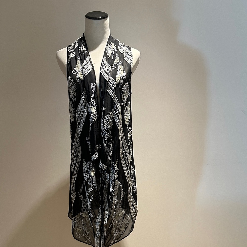 All Saints Monochrome Patterned Scarf